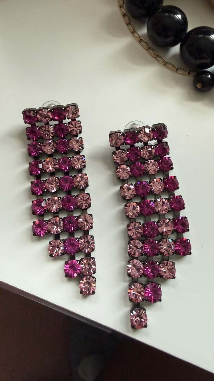 Elizabeth Cole Julita Pink Crystal Drop Earrings